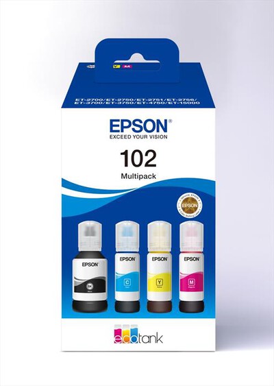 EPSON - EPSON FLACONE INCHIOSTRO ECOTANK 102 MPK 4 COL-Nero, ciano, magenta, giallo
