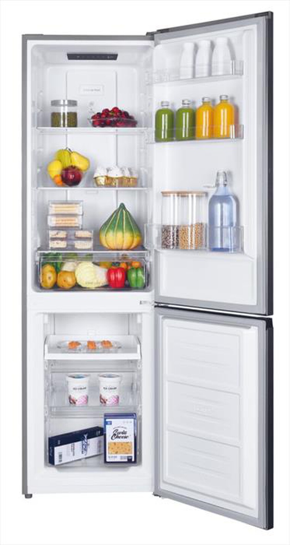 "CANDY - Frigorifero combinato CCH1T518FX Classe F 253 lt-Platino, Stainless steel"