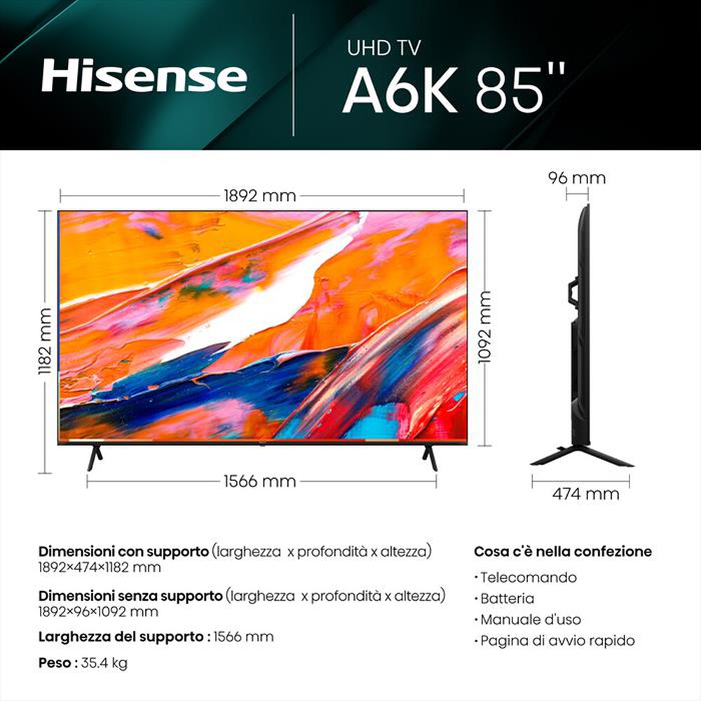 "HISENSE - Smart TV LED UHD 4K 85\" 85A69K-Black"