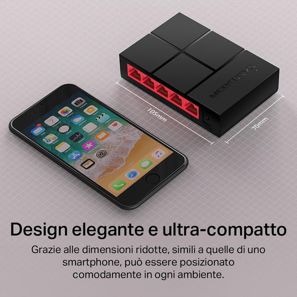 Immagine del prodotto MERCUSYS - 5-PORT 10/100/1,000 MBPS DESKTOP SWITCH-nero