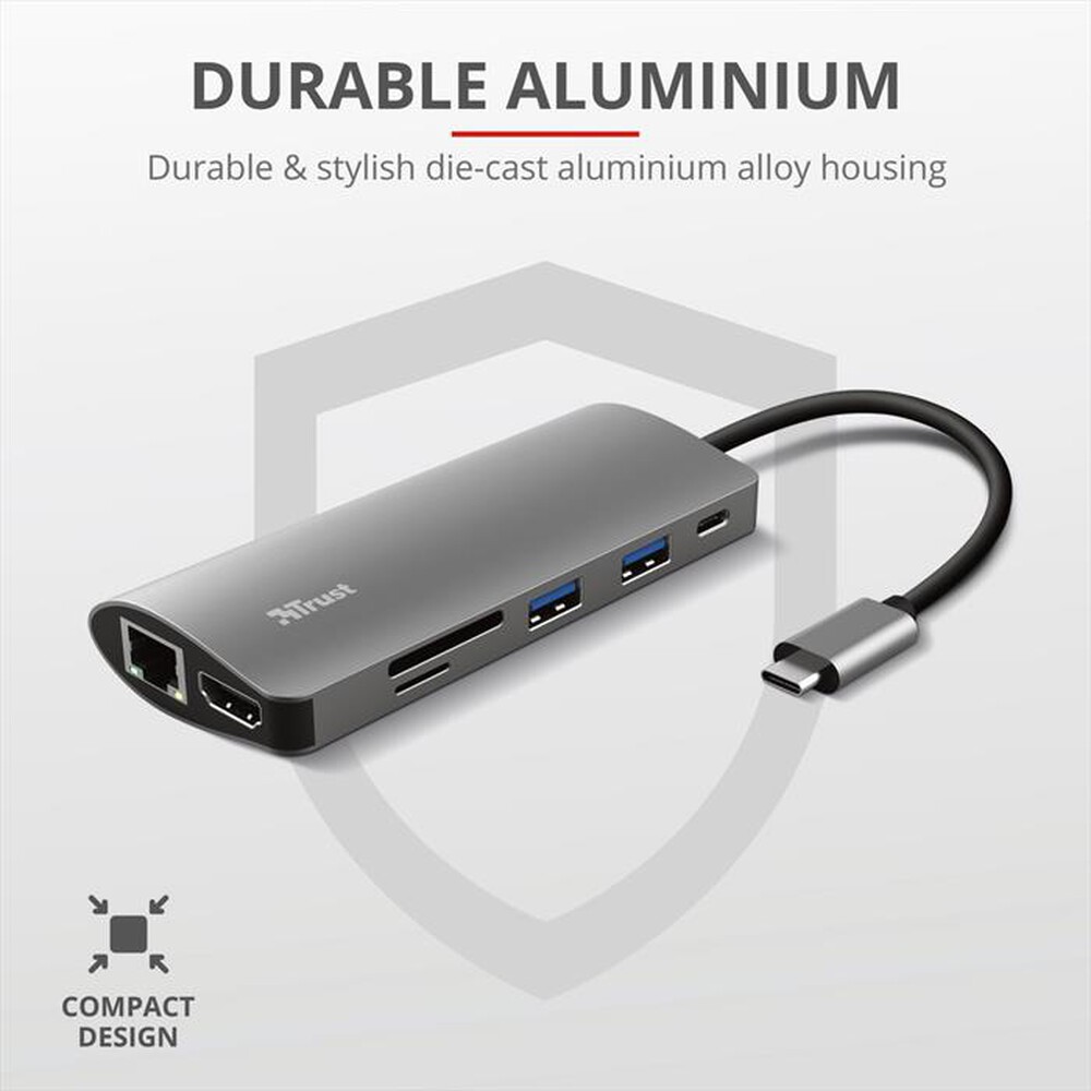 "TRUST - DALYX 7-IN-1 USB-C ADAPTER-Grey/Black"