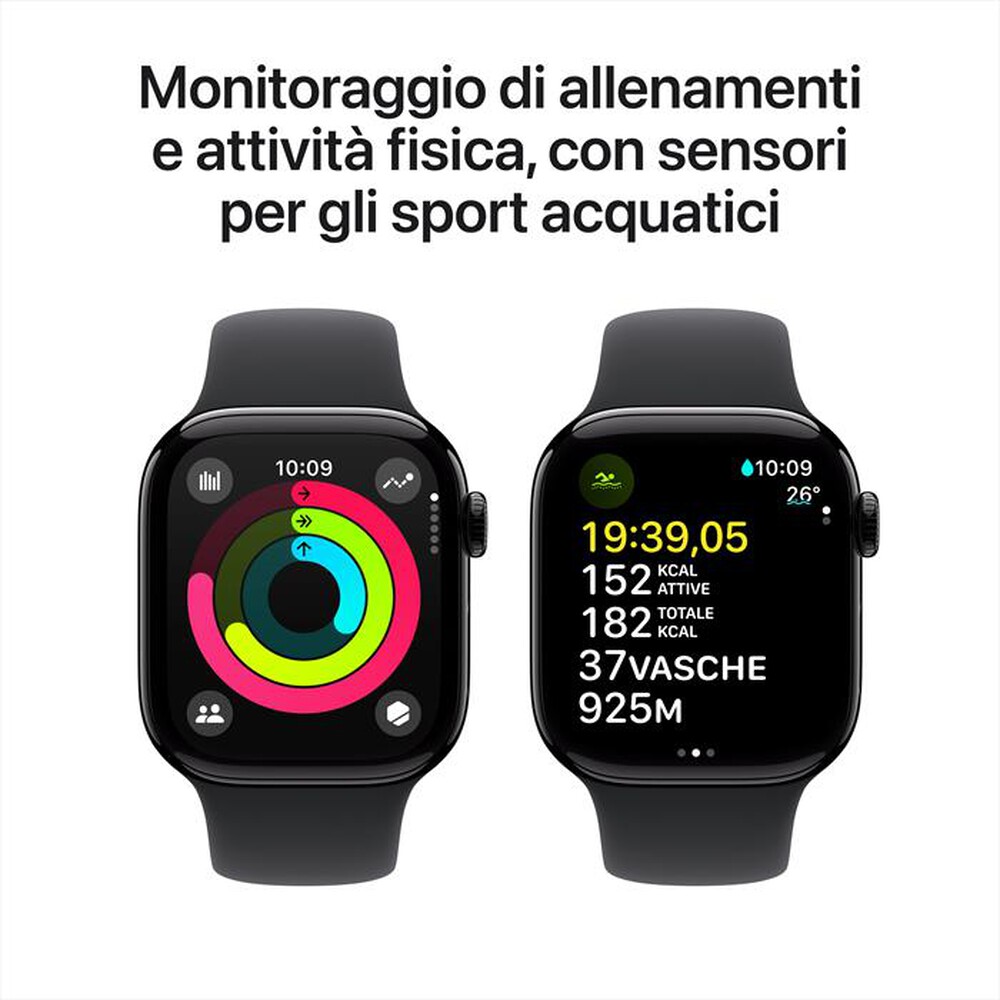 "APPLE - Watch Series 10 GPS 42mm Alluminio-Jet Black Sport Band Nero M/L"