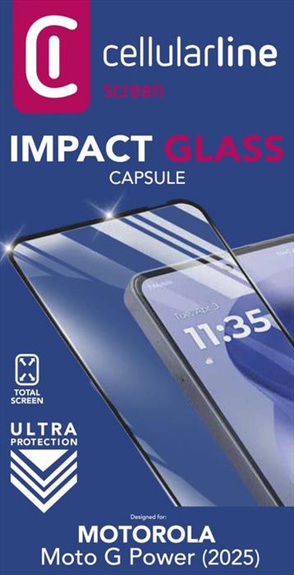 Immagine del prodotto CELLULARLINE - Pellicola IMPACT GLASS CAPSULE Motorola G Power 25-Trasparente