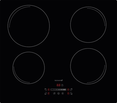 TECHLIFE - Piano cottura elettrico TFBIPCI60 59 cm-Nero,  TECHLIFE - Piano cottura elettrico TFBIPCI60 59 cm-Nero