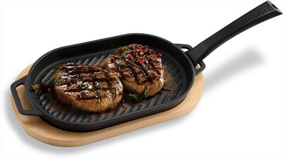 WITT - GRIGLIA IN GHISA CON BASE LEGNO-Black