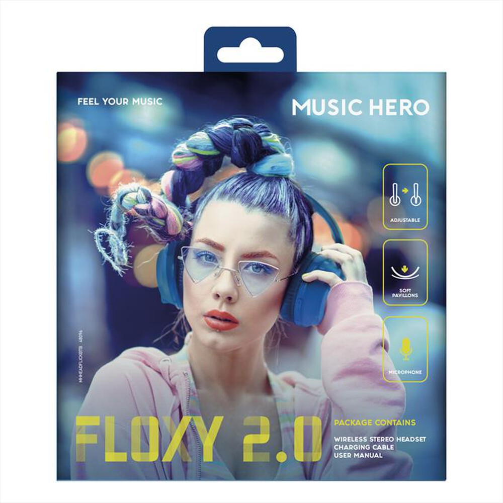 "MUSIC HERO - Cuffie wireless MHHEADFLICKBTB-Blu"