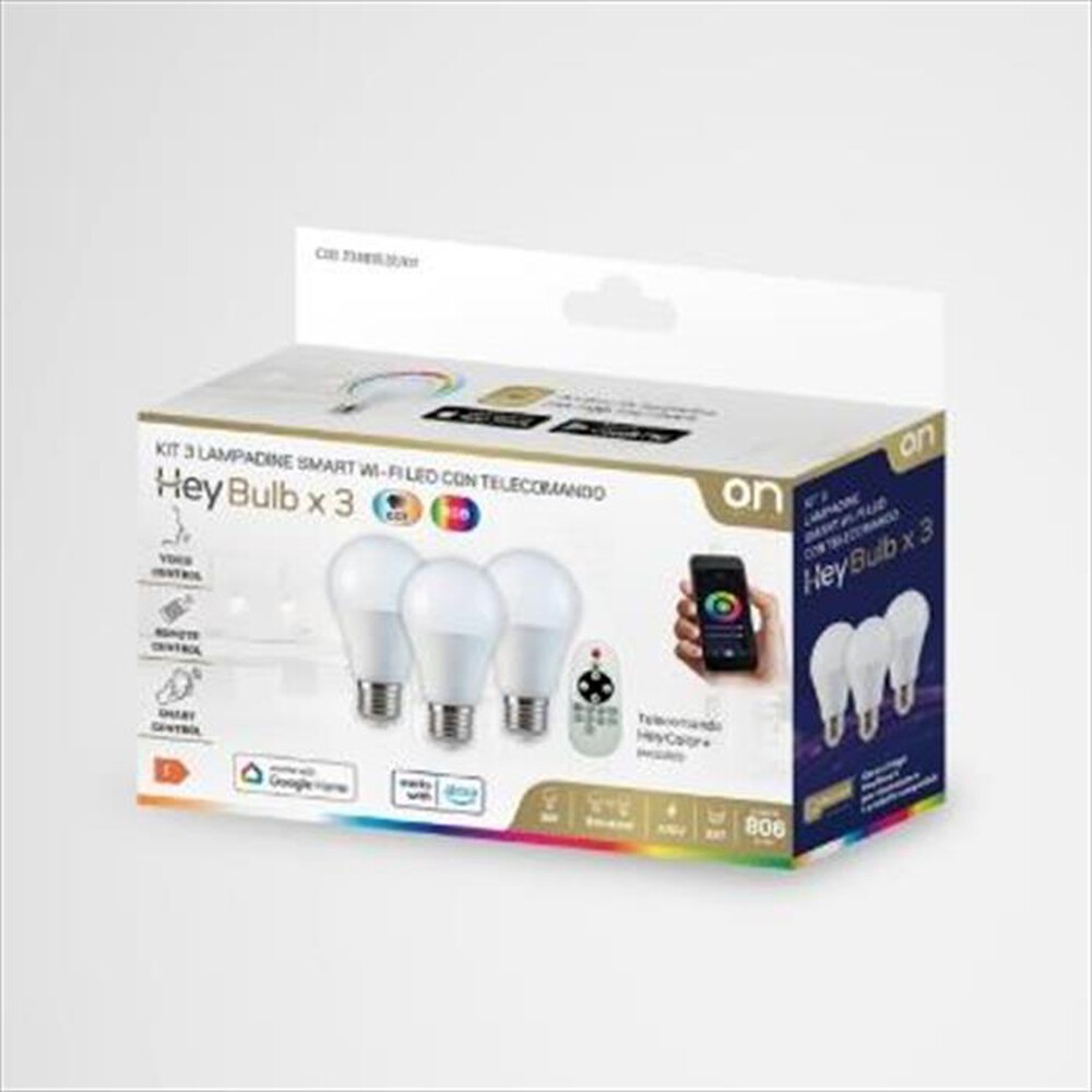 Immagine del prodotto ONLIGHT - HEYBULB - KIT 3 LAMPADINE SMART WI-FI LED GOCCIA E-Bianche