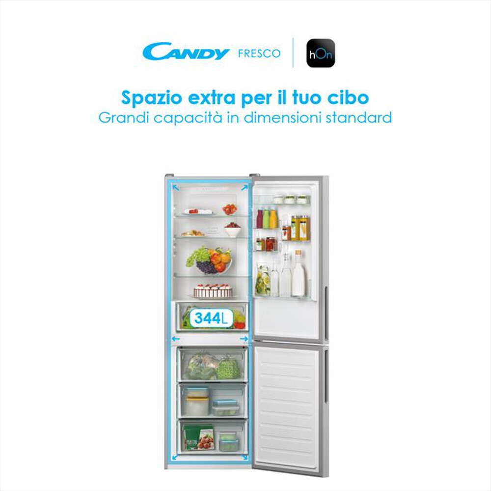 "CANDY - Frigorifero combinato CCE4T620ES Classe E 377 lt"