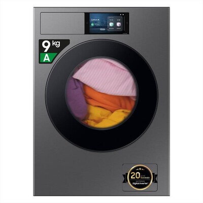 SAMSUNG - Lavatrice WF90F09C4SU3 9KG Classe A-Dark Silver Steel - oblò Nero