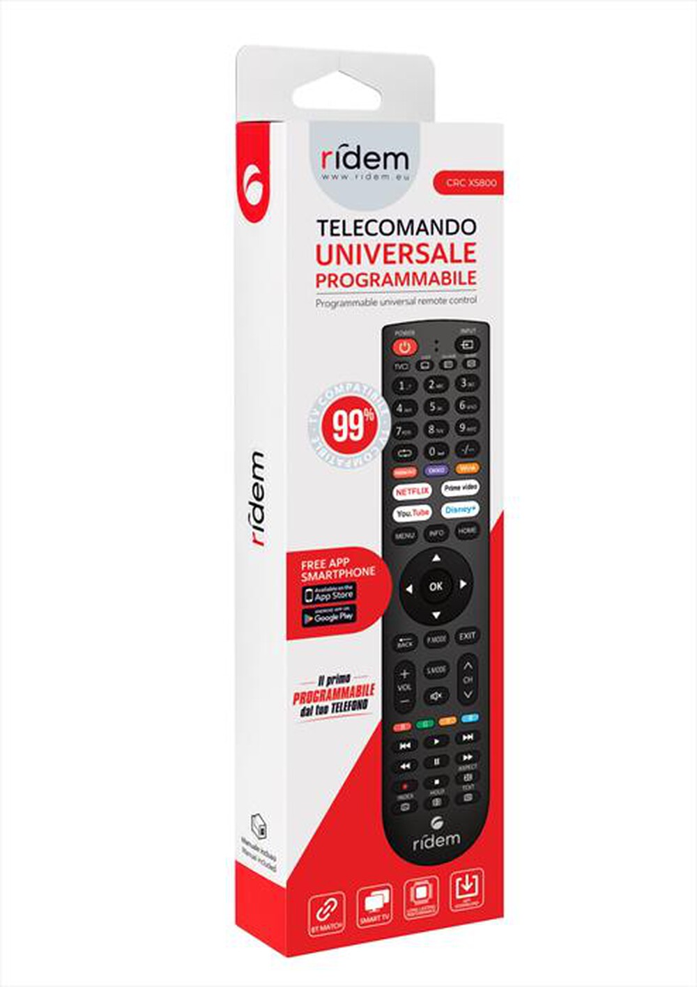 Immagine del prodotto RIDEM - Telecomando universale programmabile CRC X5800-Nero