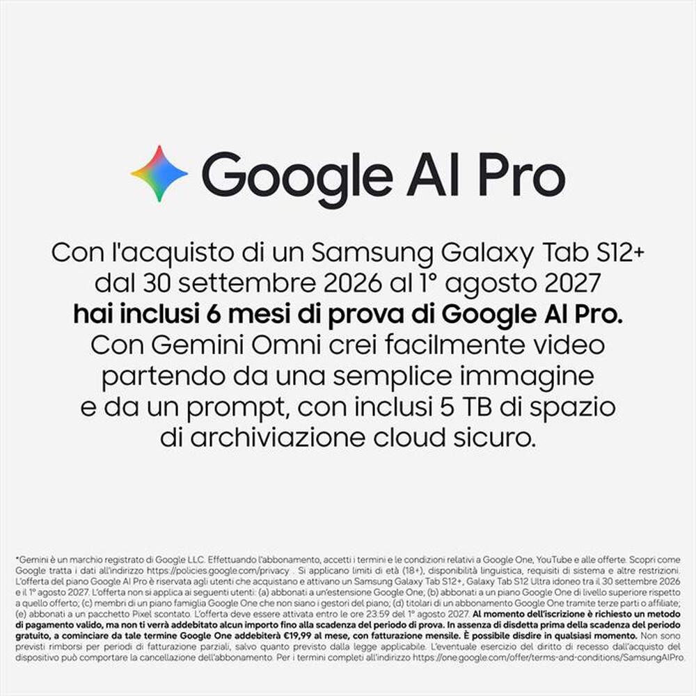 Immagine del prodotto SAMSUNG - GALAXY TAB S12+ 256GB WI-FI-Gray