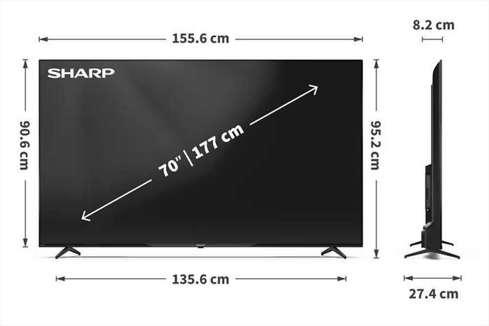Immagine del prodotto SHARP - Smart TV LED 4K 70" 70GL4760E-Nero