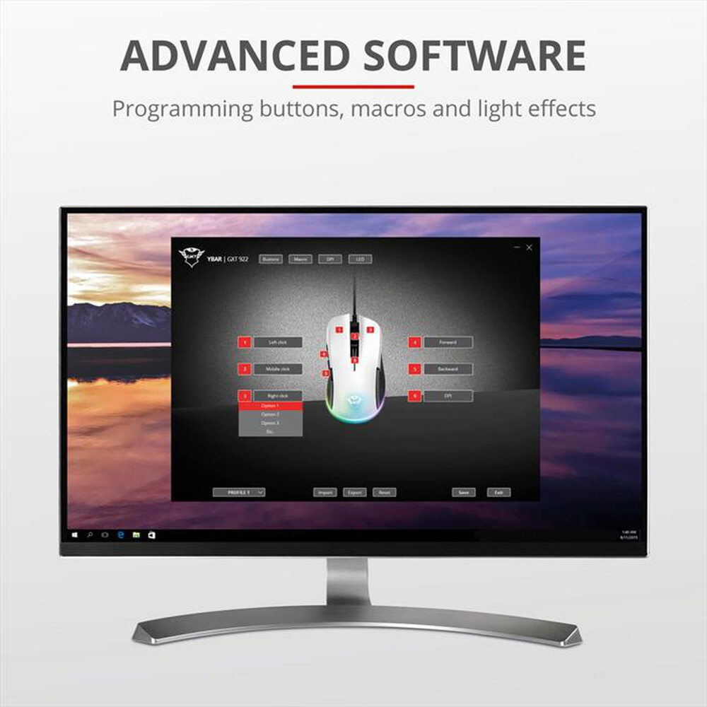 Immagine del prodotto TRUST - GXT 922W YBAR GAMING MOUSE-White/Black