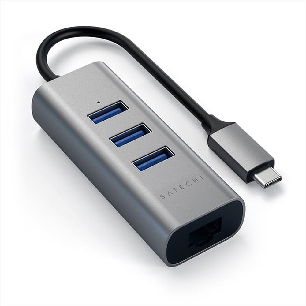 "SATECHI - HUB USB-C 2-IN- 1 - 3 PORTE USB 3.0 + ETHERNET-grigio"