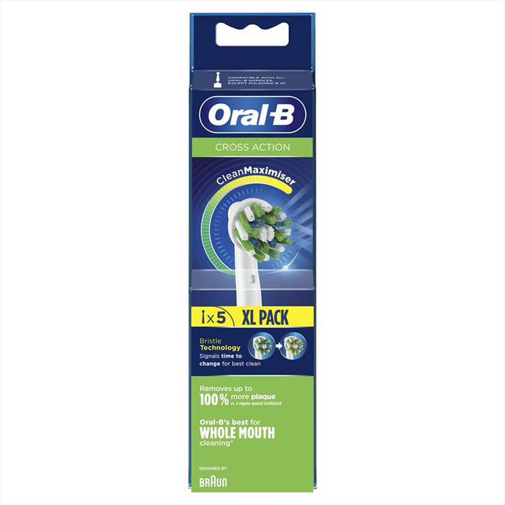 "ORAL-B - Testine Crossaction Con CleanMaximiser, 5 Pezzi-Bianco"