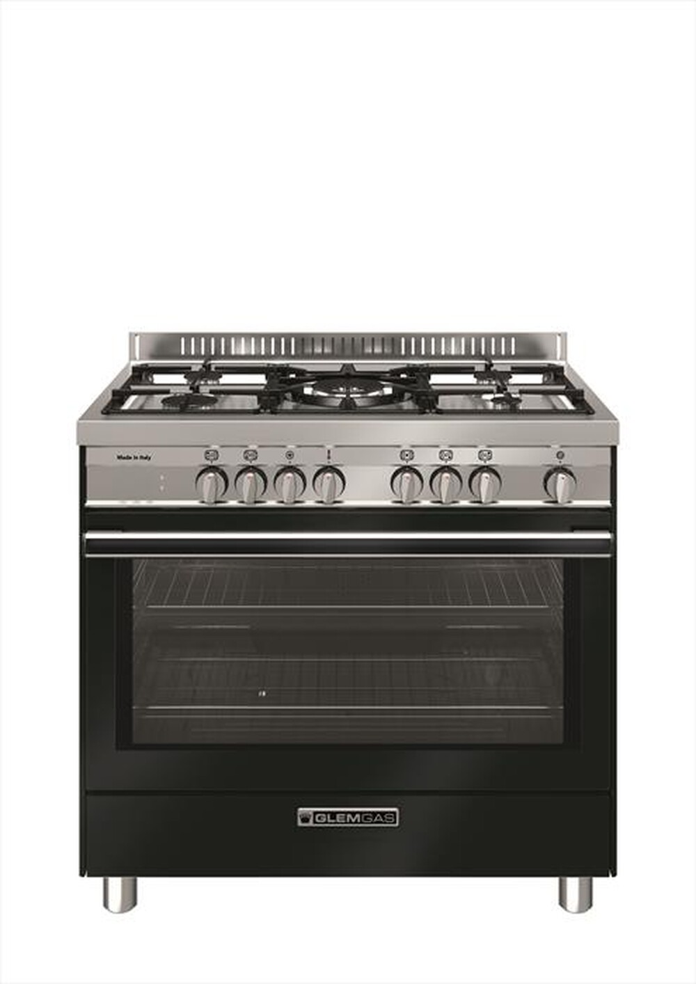 "GLEM GAS - Cucina a gas ST965MBK Classe A+-Nero Carbone"
