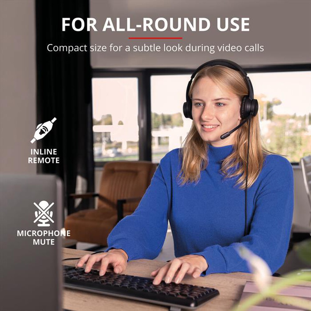 "TRUST - RYDO USB HEADSET-Black"