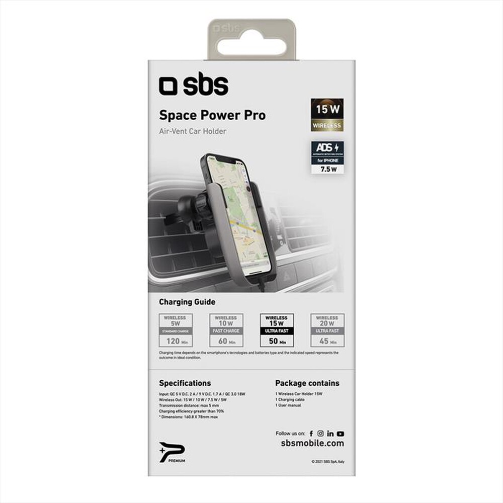 "SBS - TESUPWIR15WPRO supporto pro ricarica wireless"