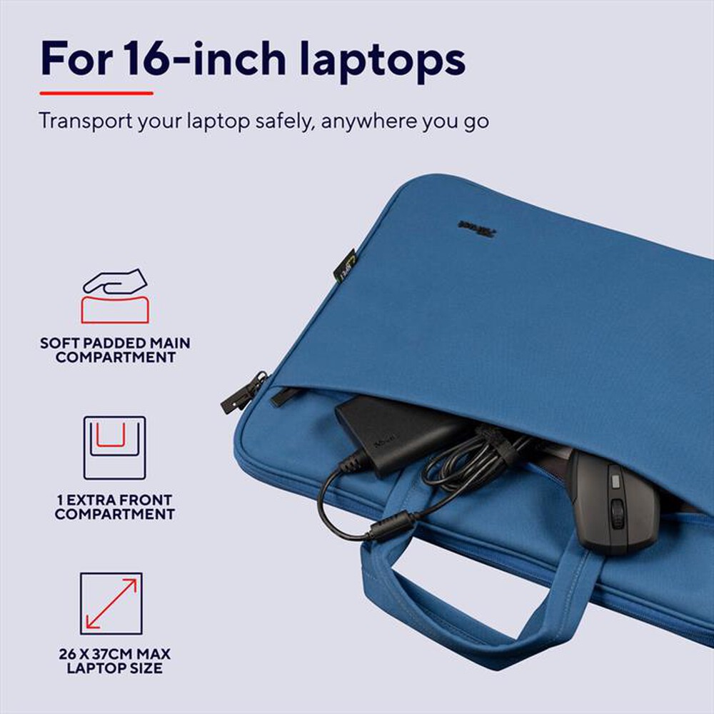 "TRUST - BOLOGNA LAPTOP BAG 16? ECO BLUE-Blue"
