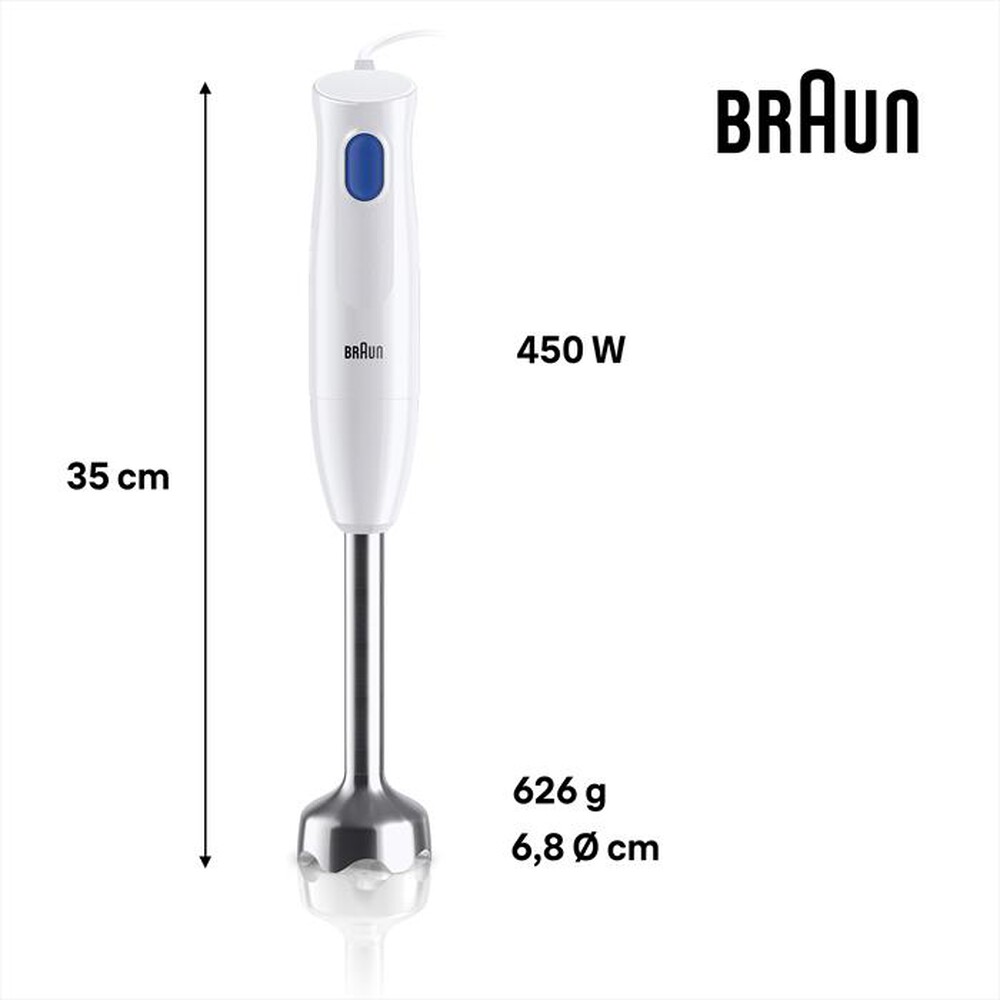 "BRAUN - Frullatore a immersione Minipimer MQ10.201M-Bianco"