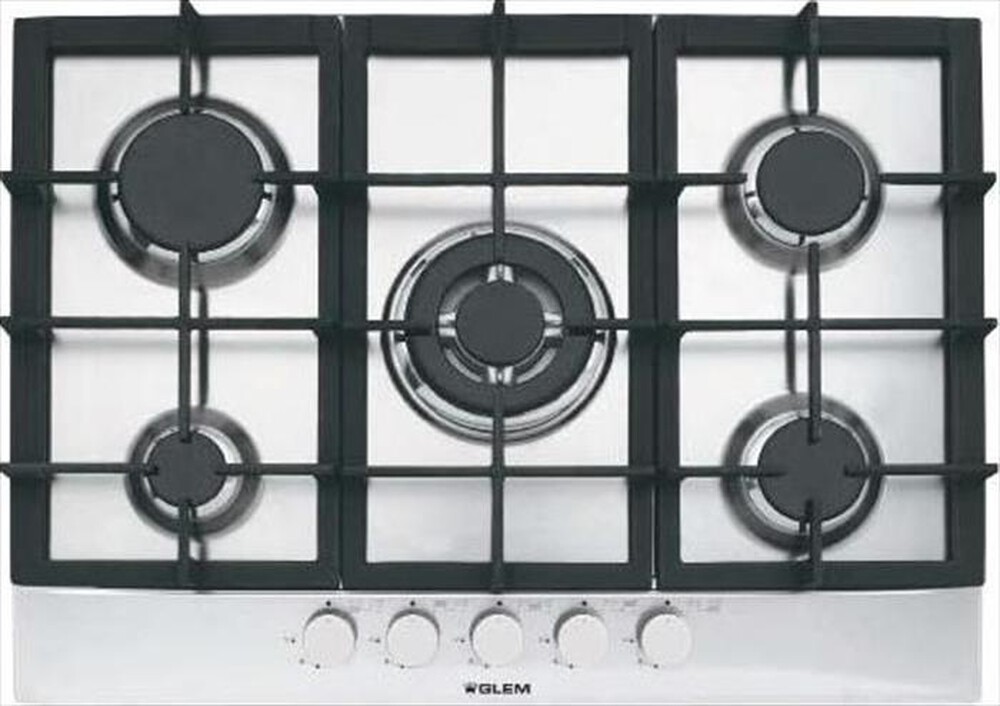 "GLEM GAS - Piano cottura a gas GT755HIX 5 fuochi 68,5cm-Inox"