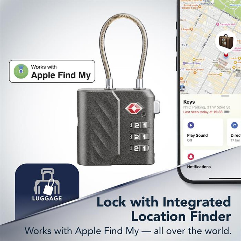 Immagine del prodotto CELLULARLINE - Lucchetto trova oggetti TRACY LOCK DESIGNED x IOS-Nero
