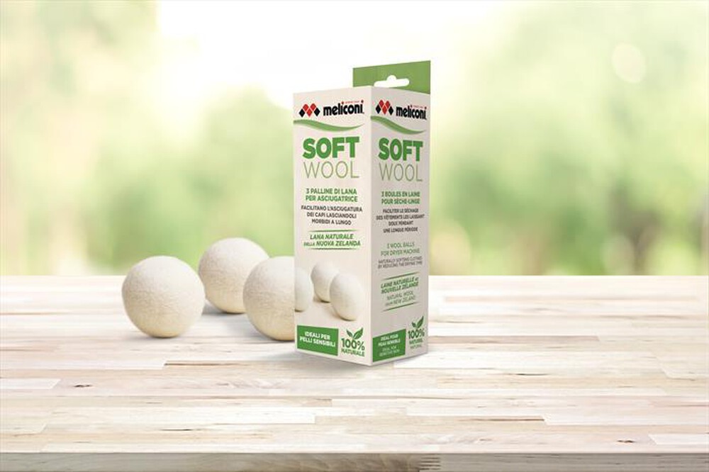"MELICONI - Sfere in lana per asciugatrice SOFT WOOL 3 PZ-Lana neozelandese"