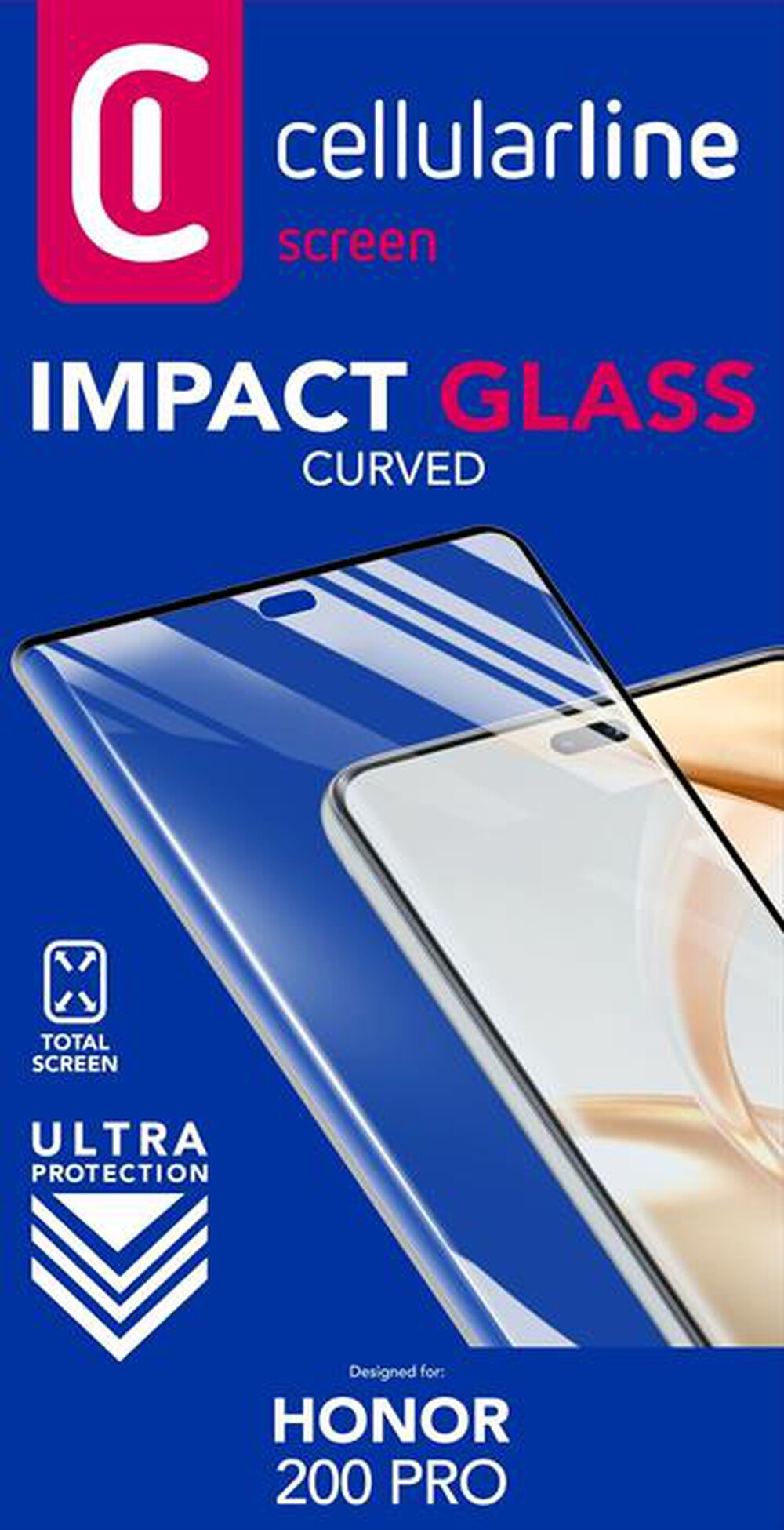 Immagine del prodotto CELLULARLINE - Pellicola IMPACT GLASS CURVED per Honor 200 Pro-Trasparente