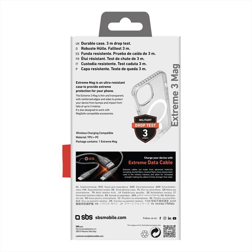 "SBS - Cover Extreme 3 Mag TEEXMAGIP1567T iPhone 15 Plus-Trasparente"