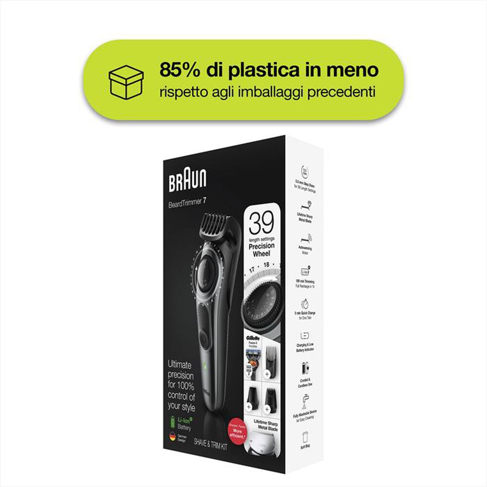 "BRAUN - Regolabarba BT7220-Argento"