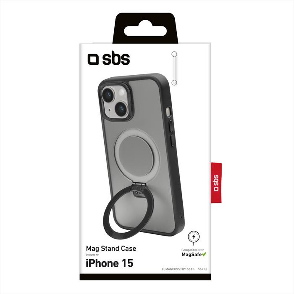 "SBS - Cover Stand Mag TEMAGCOVSTIP1561K per iPhone 15-Nero"