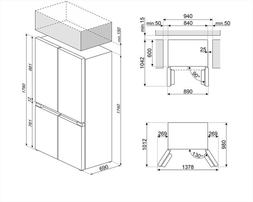 Immagine del prodotto SMEG - Frigorifero 4 porte FQI48XE Classe E 488 lt-Inox