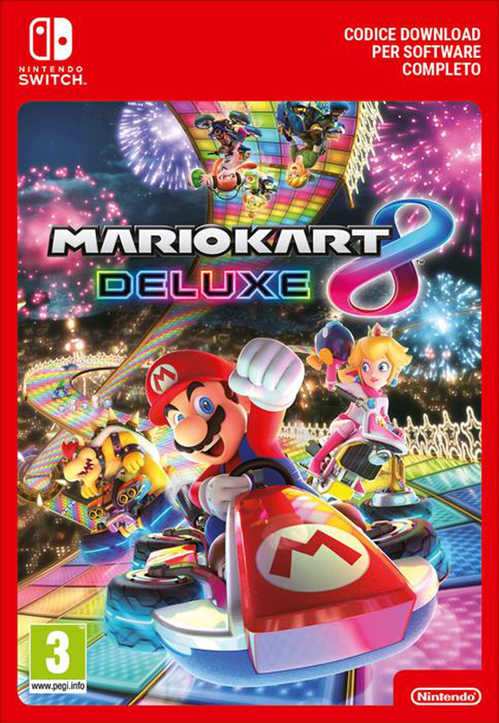 "NINTENDO - Switch +Mario Kart 8 Deluxe+Abbonamento 3 mesi NSO-Rosso/Blu neon"