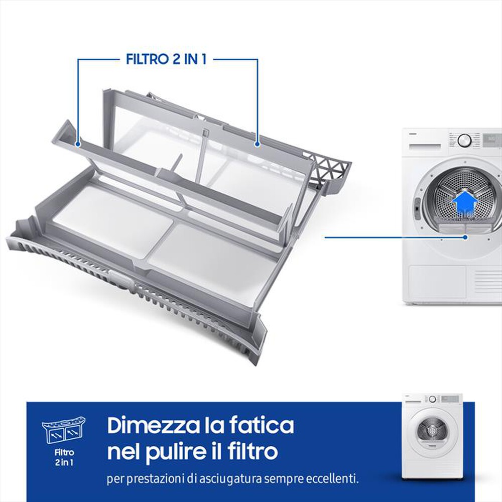 "SAMSUNG - Asciugatrice DV80CGC2B0THET 8 Kg Classe A+++-bianca display silver"