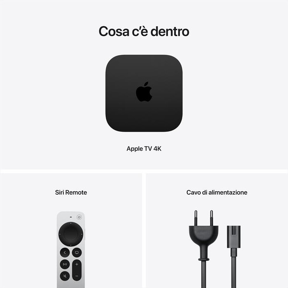 "APPLE - TV 4K WI-FI + ETHERNET CON 128GB DI ARCHIVIAZIONE-Nero, Argento"