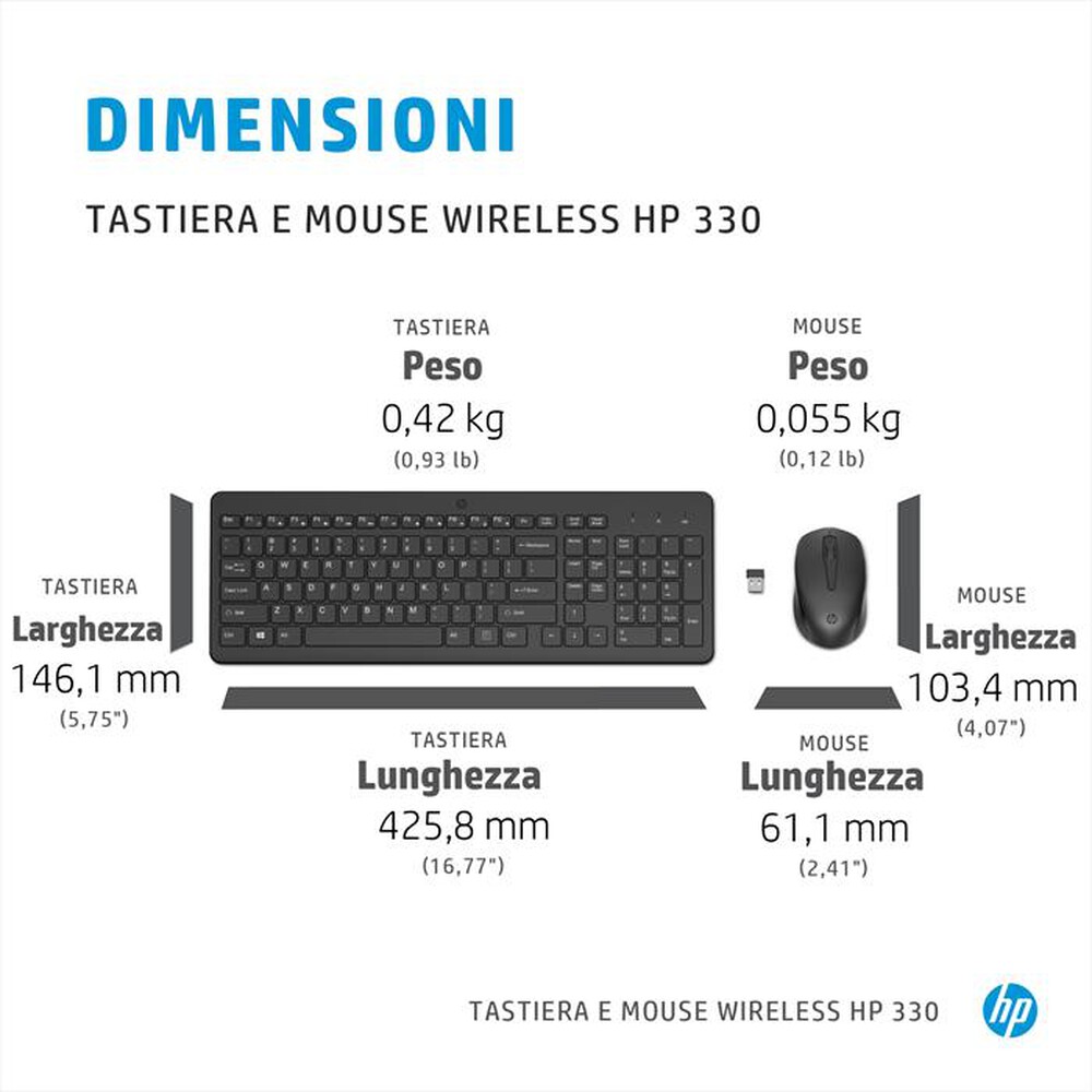 Immagine del prodotto HP - 330 COMBO TASTIERA E MOUSE WIRELESS-Nero