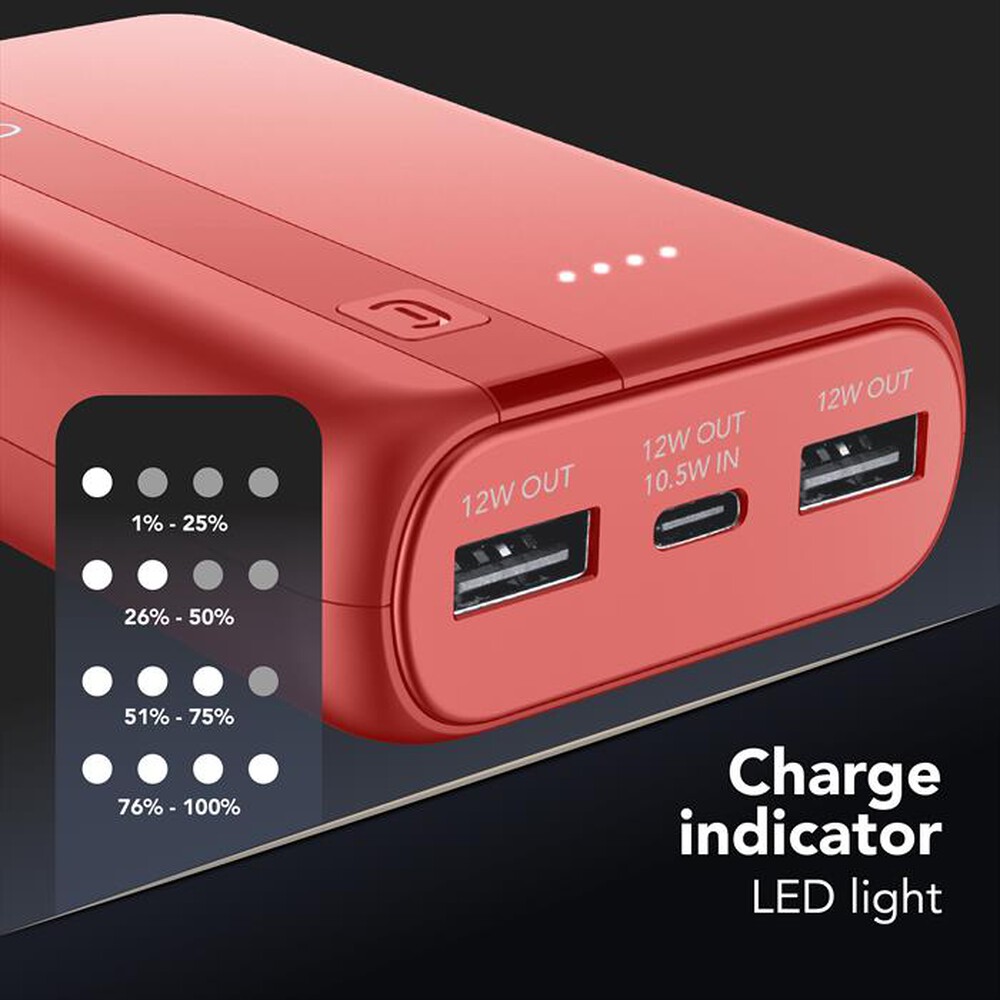 Immagine del prodotto CELLULARLINE - POWER BANK ESSENTIAL 10000-Rosso