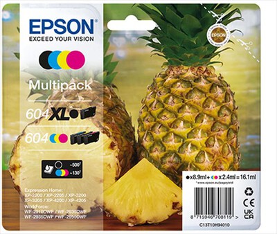 EPSON - Cartuccia INK SERIE ANANAS MULTIPACK 604 XL/STD-NERO/CIANO/MAGENTA/GIALLO