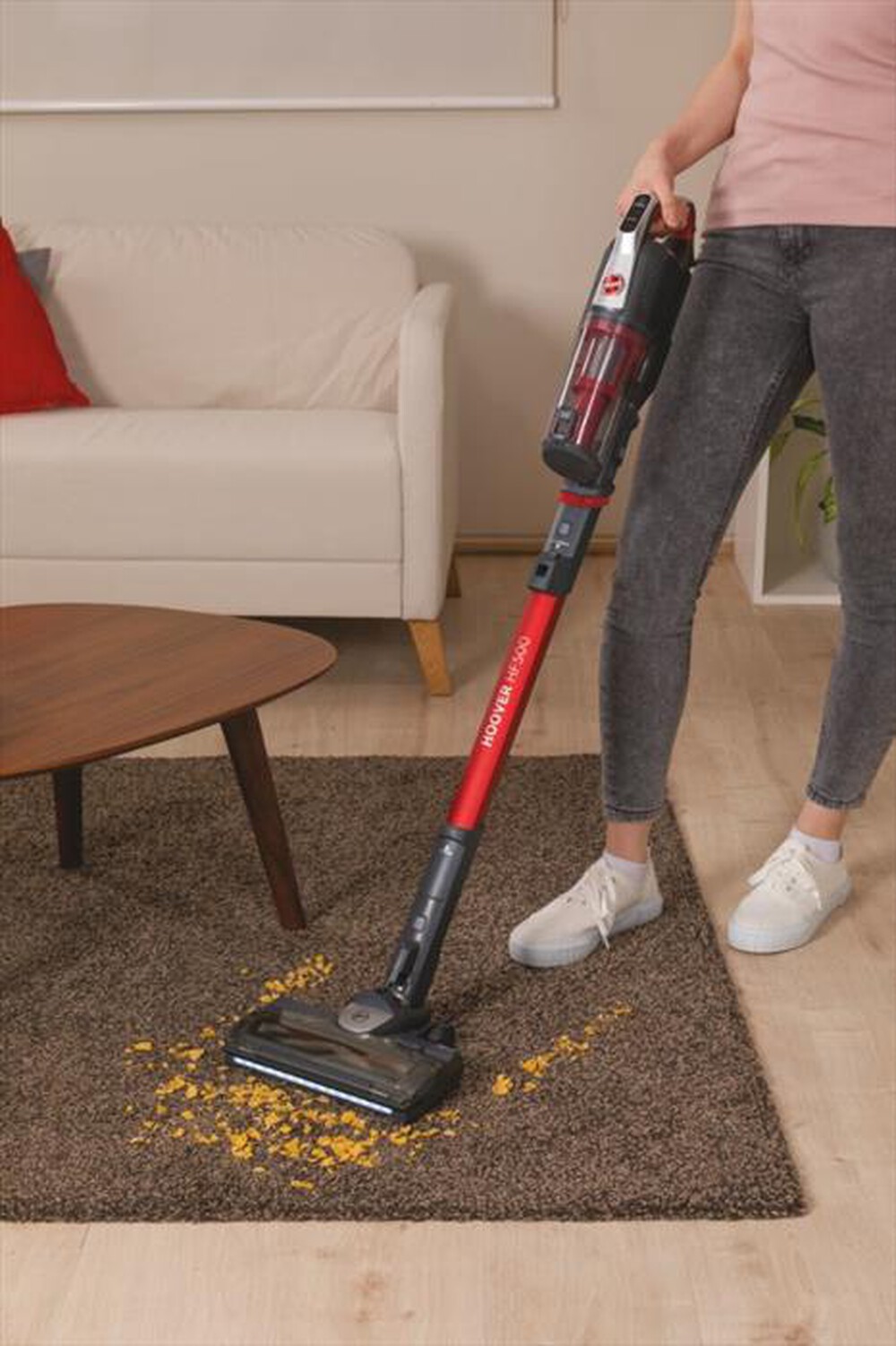 "HOOVER - Aspirapolvere ricaricabile HF522STH-Grigio, Rosso"