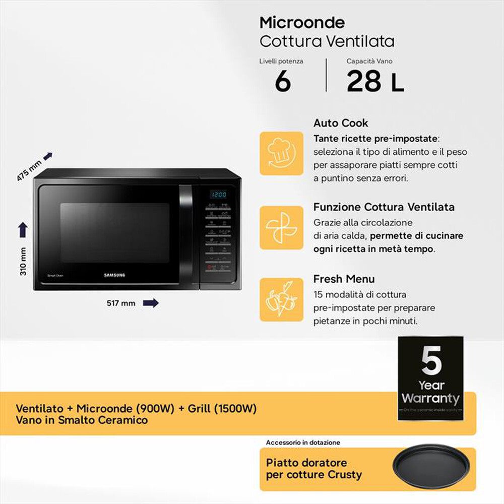 Immagine del prodotto SAMSUNG - Forno Microonde MC28H5015CK-Nero