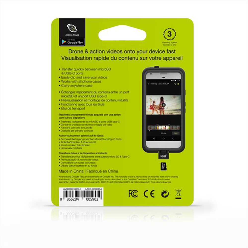 "LEEF - ACCESS-C MICROSD-Nero/Verde"