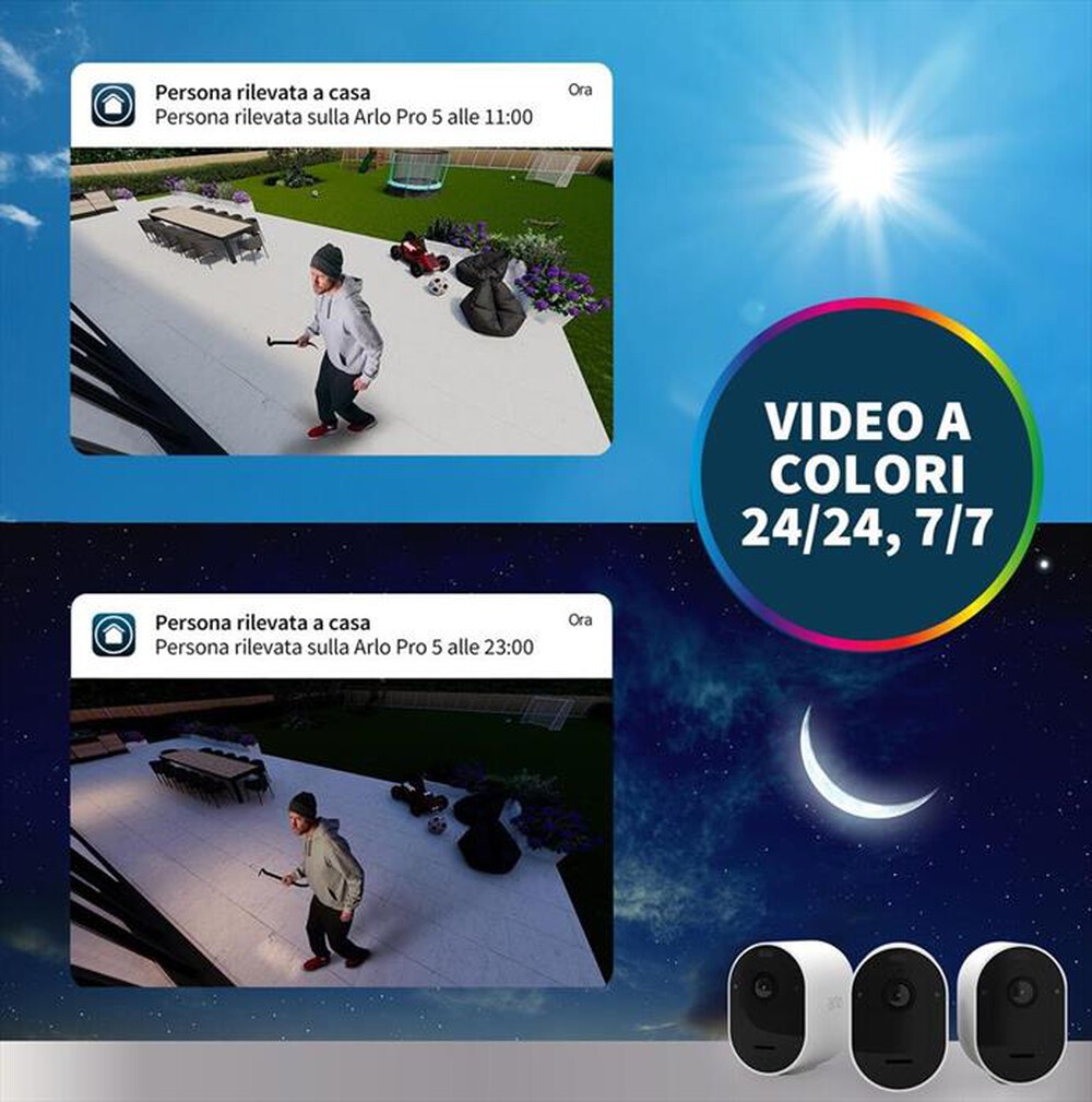 "ARLO - Videocamera di sicurezza Wi-Fi PRO 5 PACK DA 2-WHITE"