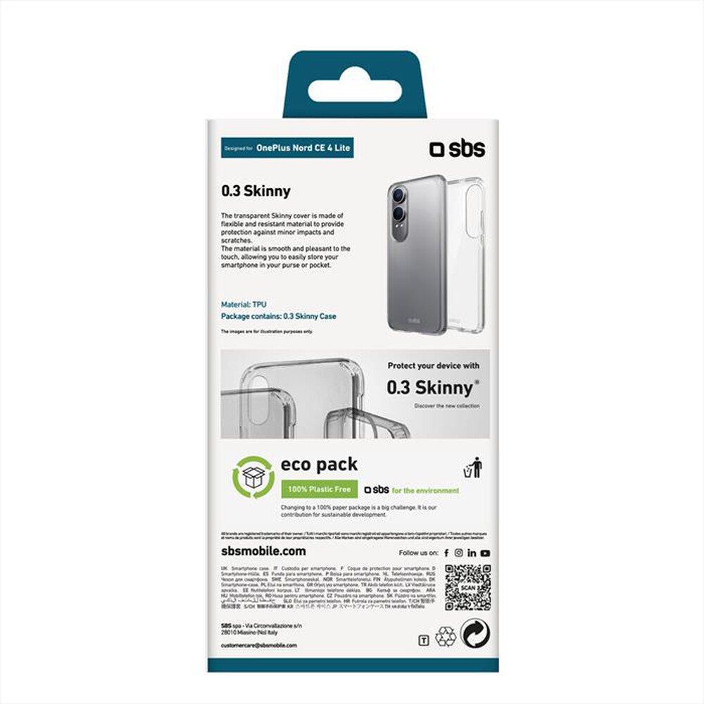 Immagine del prodotto SBS - Cover Skinny per One Plus Nord CE 4 Lite-Trasparente