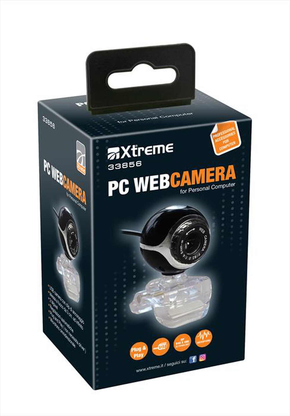 "XTREME - WEBCAM PC USB A PINZA-NERO"