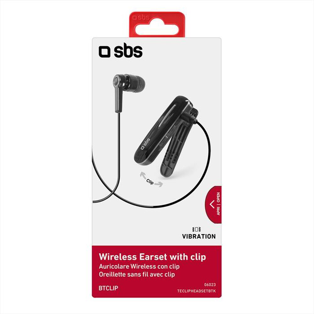 "SBS - Auricolare Bluetooth a clip-Nero"