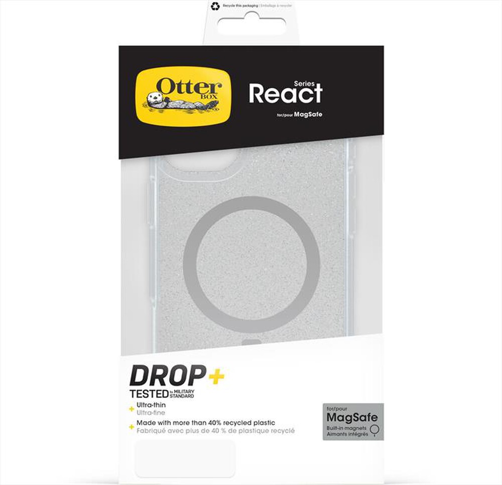 "OTTERBOX - REACT MAGSAFE ALMONDJOY CUSTODIA IPHONE 16 PLUS-Trasparente/Glitter"