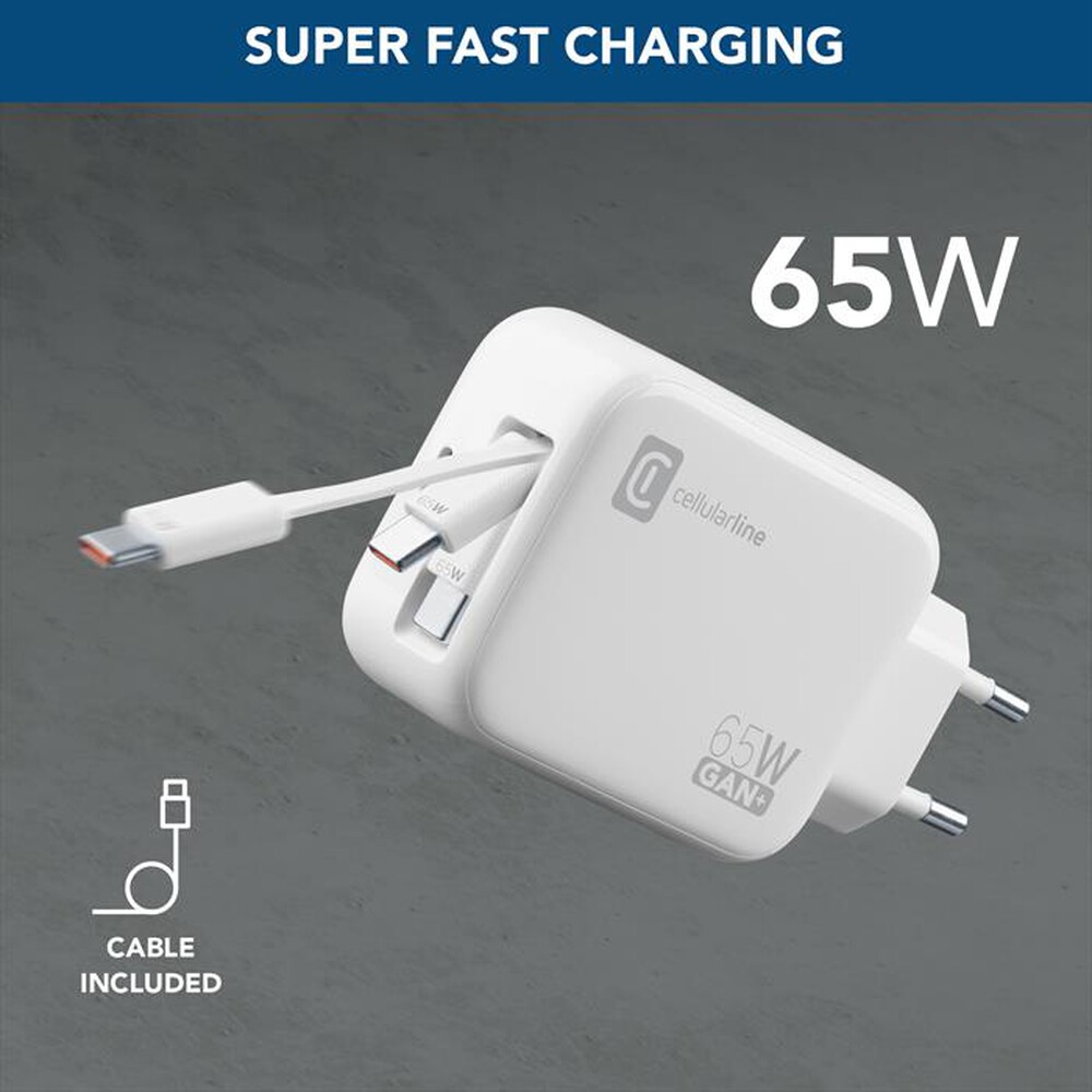 Immagine del prodotto CELLULARLINE - RETRACTABLE POWER 65W-Bianco