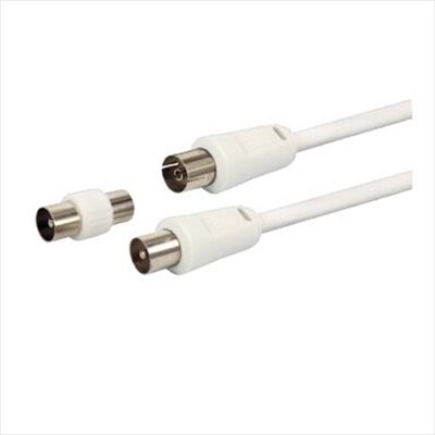 GBC - CAVO ANTENNA TV 3M CON ADATTATORE-Bianco