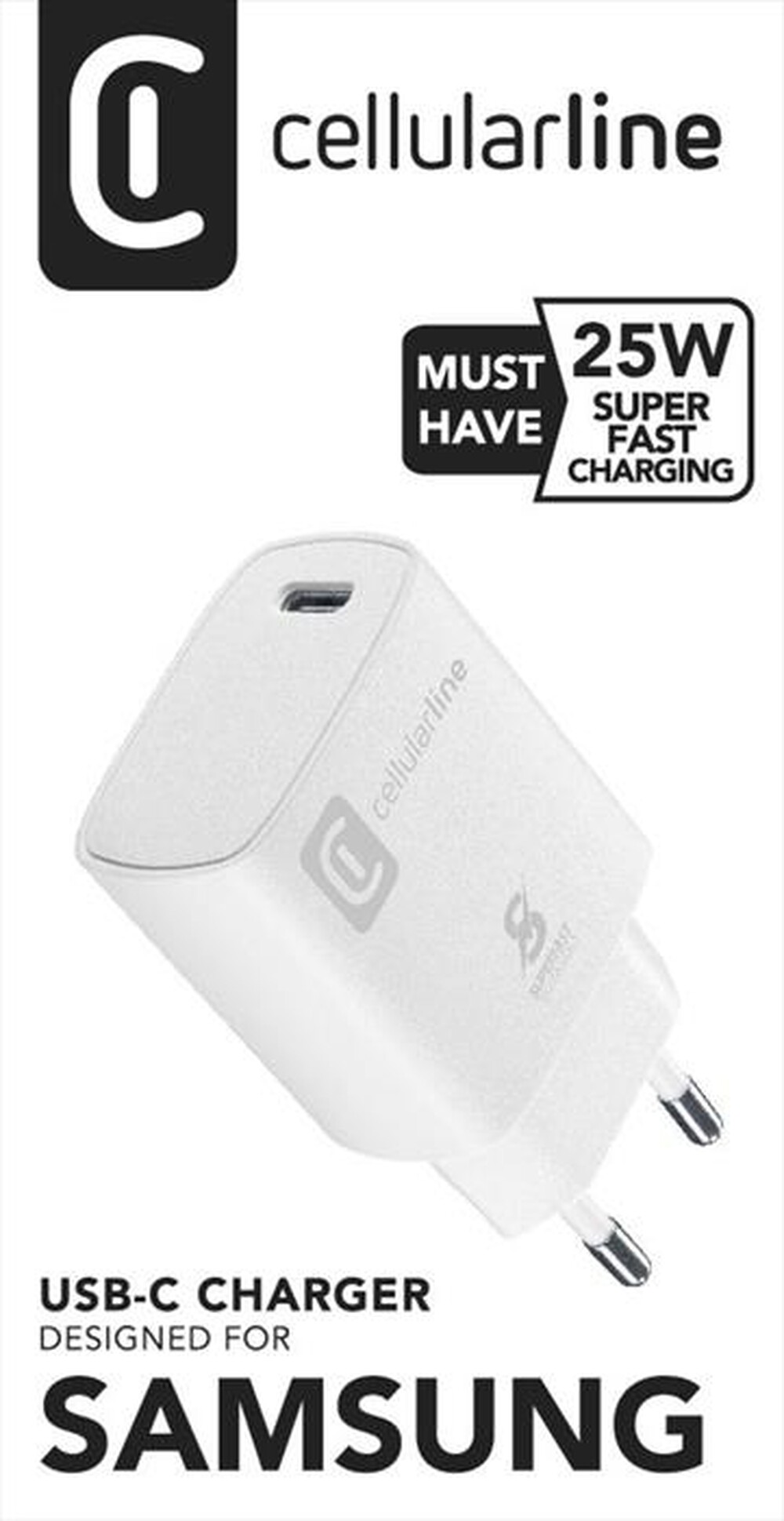 "CELLULARLINE - Caricatore da rete ACHSMUSBCPD25WSMLW-Bianco"
