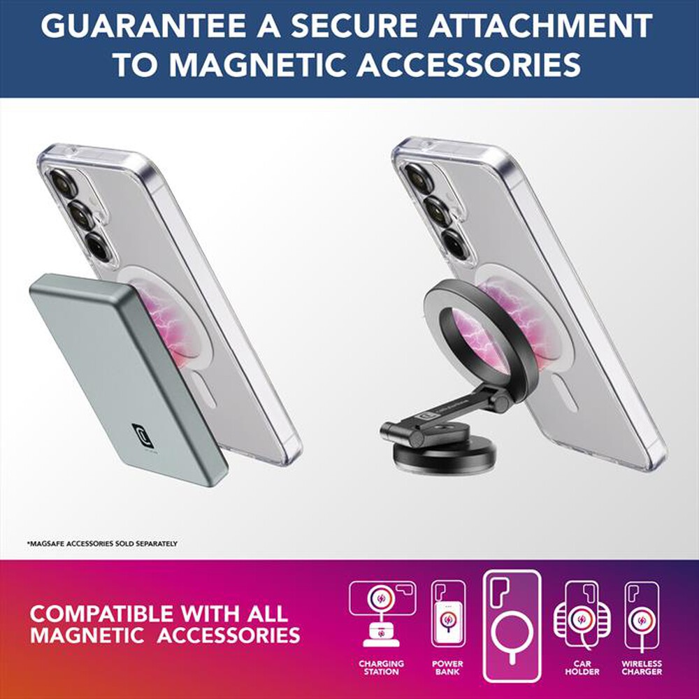 "CELLULARLINE - Custodia magnetica GLOSS MAG per Galaxy S25-Trasparente"